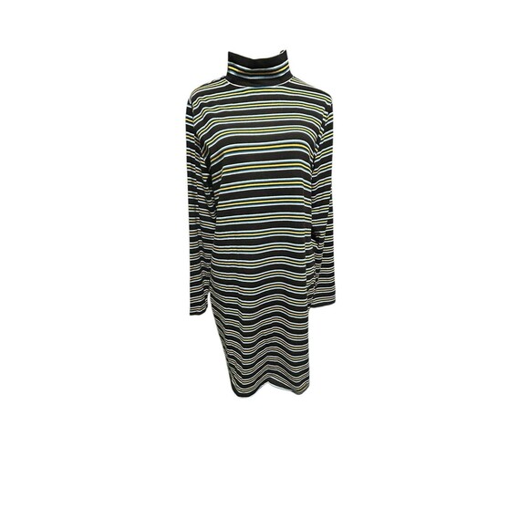 Wild Fable Black Yellow Blue Striped Turtleneck Mini Dress Bodycon Plus 2X - Picture 1 of 9